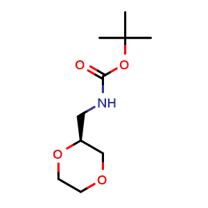 Chemical structure of (S)-tert-butyl ((1,4-dioxan-2-yl)methyl)carbamate , CAS 1569298-20-9, AChemBlock AD256450