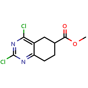 Chemical structure of Methyl 2,4-dichloro-5,6,7,8-tetrahydroquinazoline-6-carboxylate , CAS 1208124-19-9, AChemBlock AD256460