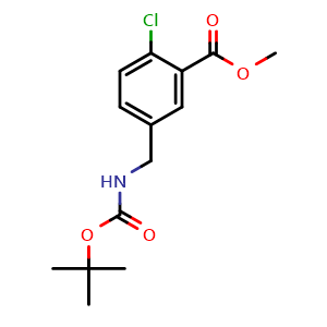 Chemical structure of Methyl 5-[(tert-Butoxycarbonylamino)methyl]-2-chloro-benzoate , CAS 1427158-17-5, AChemBlock AD256464