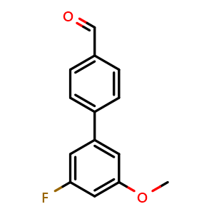 Chemical structure of 4-(3-Fluoro-5-methoxy-phenyl)benzaldehyde , CAS 1878180-11-0, AChemBlock AD256469