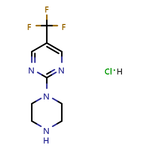 Chemical structure of 2-Piperazin-1-yl-5-(trifluoromethyl)pyrimidine hydrochloride , CAS 1884156-37-9, AChemBlock AD256470