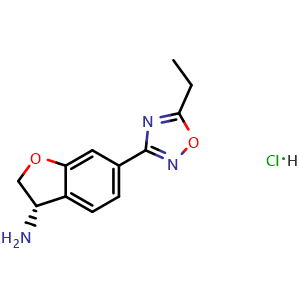 Chemical structure of (3S)-6-(5-Ethyl-1,2,4-oxadiazol-3-yl)-2,3-dihydrobenzofuran-3-amine hydrochloride , CAS 2364560-92-7, AChemBlock AD256483