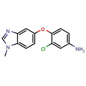 Chemical structure of 3-Chloro-4-(1-methylbenzimidazol-5-yl)oxy-aniline , CAS 2682003-53-6, AChemBlock AD256488