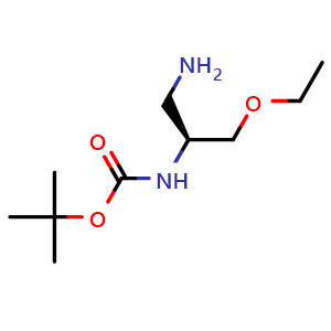 Chemical structure of tert-Butyl N-[(1S)-1-(aminomethyl)-2-ethoxy-ethyl]carbamate , CAS 2835692-04-9, AChemBlock AD256489