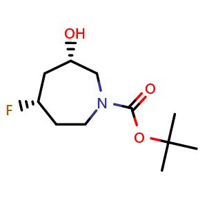 Chemical structure of tert-Butyl (3S,5S)-5-fluoro-3-hydroxy-azepane-1-carboxylate , CAS 2940869-60-1, AChemBlock AD256492