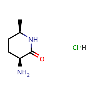Chemical structure of (3S,6R)-3-Amino-6-methyl-piperidin-2-one hydrochloride , CAS 2994681-16-0, AChemBlock AD256494