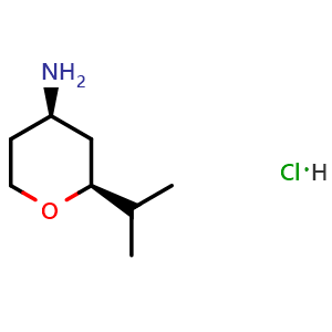 Chemical structure of (2S,4R)-2-isopropyltetrahydropyran-4-amine hydrochloride , AChemBlock AD256505