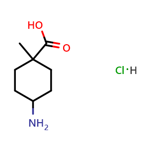 Chemical structure of 4-Amino-1-methyl-cyclohexanecarboxylic acid hydrochloride , AChemBlock AD256510