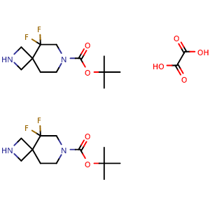 Chemical structure of tert-Butyl 5,5-difluoro-2,7-diazaspiro[3.5]nonane-7-carboxylate hemi(oxalic acid) , CAS 3008229-79-3, AChemBlock AD256513