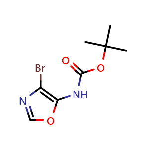 Chemical structure of tert-Butyl N-(4-bromooxazol-5-yl)carbamate , CAS 3008229-65-7, AChemBlock AD256514