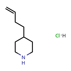Chemical structure of 4-But-3-enylpiperidine hydrochloride , AChemBlock AD256521