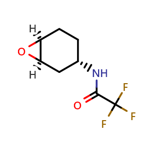 Chemical structure of 2,2,2-trifluoro-N-[(1R,3S,6S)-7-oxabicyclo[4.1.0]heptan-3-yl]acetamide , AChemBlock AD256531