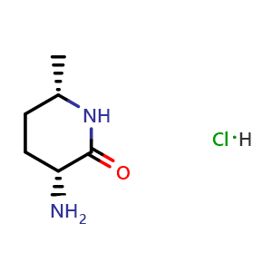 Chemical structure of (3R,6S)-3-amino-6-methyl-piperidin-2-one hydrochloride , AChemBlock AD256544