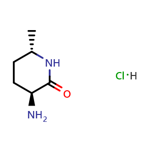 Chemical structure of (3S,6S)-3-amino-6-methyl-piperidin-2-one hydrochloride , AChemBlock AD256545