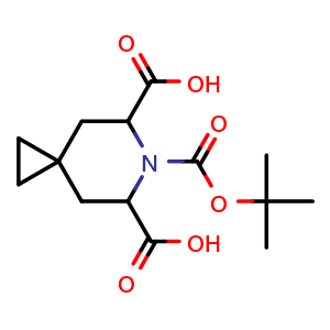Chemical structure of 6-tert-Butoxycarbonyl-6-azaspiro[2.5]octane-5,7-dicarboxylic acid , AChemBlock AD256548