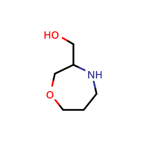 Chemical structure of 1,4-oxazepan-3-ylmethanol , CAS 1205748-85-1, AChemBlock AD256553