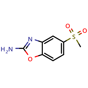 Chemical structure of 5-methanesulfonyl-1,3-benzoxazol-2-amine , CAS 1507862-91-0, AChemBlock AD256554