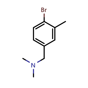 Chemical structure of 1-(4-bromo-3-methyl-phenyl)-N,N-dimethyl-methanamine , CAS 27561-53-1, AChemBlock AD256559