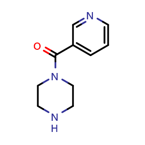 Chemical structure of 1-(pyridine-3-carbonyl)piperazine , CAS 39640-08-9, AChemBlock AD256561