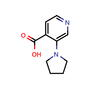 Chemical structure of 3-(Pyrrolidin-1-yl)isonicotinic acid , CAS 1257901-68-0, AChemBlock AD256570