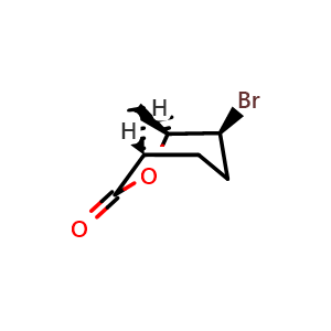 Chemical structure of (1S,4S,5S)-4-bromo-6-oxabicyclo[3.2.1]octan-7-one , CAS 139893-81-5, AChemBlock AD256573