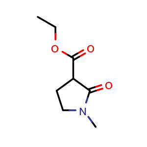 Chemical structure of Ethyl 1-methyl-2-oxopyrrolidine-3-carboxylate , CAS 30932-85-5, AChemBlock AD256591