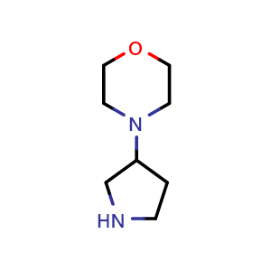 Chemical structure of 4-(Pyrrolidin-3-yl)morpholine , CAS 53617-37-1, AChemBlock AD256599
