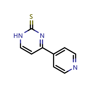 Chemical structure of 4-Pyridin-4-ylpyrimidine-2(1H)-thione , CAS 874779-72-3, AChemBlock AD256610