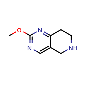 Chemical structure of 2-Methoxy-5,6,7,8-tetrahydropyrido[4,3-d]pyrim idine , CAS 880361-83-1, AChemBlock AD256611