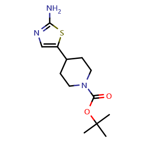 Chemical structure of tert-Butyl 4-(2-aminothiazol-5-yl)piperidine-1-carboxylate , CAS 820231-21-8, AChemBlock AD256631