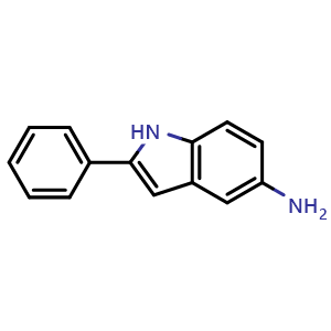 Chemical structure of 5-Amino-2-phenylindole , CAS 6855-64-7, AChemBlock AD256637