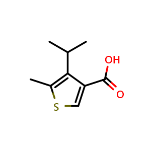 Chemical structure of 4-Isopropyl-5-methylthiophene-3-carboxylic acid , CAS 1555131-67-3, AChemBlock AD256662