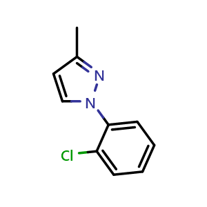 Chemical structure of 1-(2-Chlorophenyl)-3-methyl-1H-pyrazole , CAS 1613303-64-2, AChemBlock AD256663