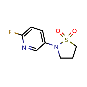 Chemical structure of 2-(6-Fluoropyridin-3-yl)isothiazolidine 1,1-dioxide , CAS 2138035-42-2, AChemBlock AD256682