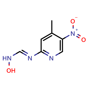 Chemical structure of (E)-N-Hydroxy-N'-(4-methyl-5-nitropyridin-2-yl)formimidamide , CAS 2230820-23-0, AChemBlock AD256687