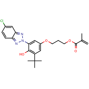 Chemical structure of 3-[3-(5-Chloro-2H-benzotriazol-2-yl)-5-(1,1-dimethylethyl)-4-hydroxyphenoxy]propyl 2-methyl-2-propenoate , CAS 275371-71-6, AChemBlock AD256699