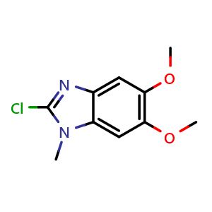 Chemical structure of 2-Chloro-5,6-dimethoxy-1-methyl-1H-benzimidazole , CAS 4496-17-7, AChemBlock AD256706