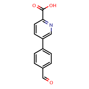 Chemical structure of 5-(4-Formylphenyl)picolinic acid , CAS 566198-33-2, AChemBlock AD256715