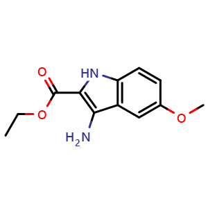 Chemical structure of Ethyl 3-amino-5-methoxy-1H-indole-2-carboxylate , CAS 89607-80-7, AChemBlock AD256728