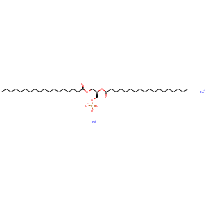 Chemical structure of 1,1′-[(1R)-1-[(Phosphonooxy)methyl]-1,2-ethanediyl] dioctadecanoate sodium salt , CAS 108321-18-2, AChemBlock AD256742