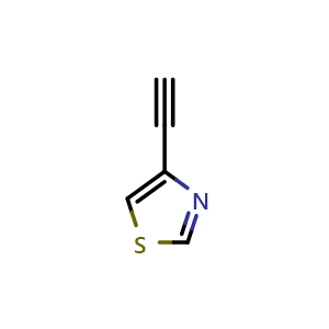 Chemical structure of 4-Ethynylthiazole , CAS 111600-89-6, AChemBlock AD256745