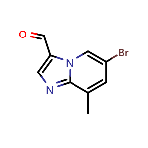 Chemical structure of 6-Bromo-8-methylimidazo[1,2-a]pyridine-3-carbaldehyde , CAS 1126636-93-8, AChemBlock AD256746