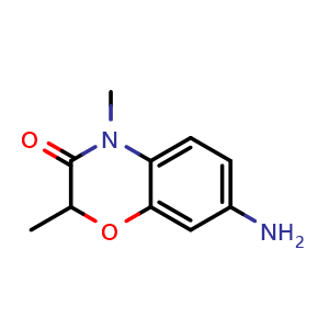 Chemical structure of 7-Amino-2,4-dimethyl-2h-benzo[b][1,4]oxazin-3(4h)-one , CAS 130137-40-5, AChemBlock AD256757