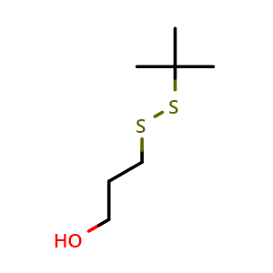 Chemical structure of 3-[(1,1-Dimethylethyl)dithio]-1-propanol , CAS 144868-32-6, AChemBlock AD256775