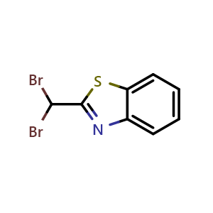 Chemical structure of 2-(Dibromomethyl)benzo[d]thiazole , CAS 1588441-11-5, AChemBlock AD256782