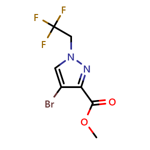 Chemical structure of Methyl 4-bromo-1-(2,2,2-trifluoroethyl)-1H-pyrazole-3-carboxylate , CAS 1823403-85-5, AChemBlock AD256788