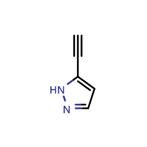 Chemical structure of 5-Ethynyl-1H-pyrazole , CAS 23486-70-6, AChemBlock AD256813