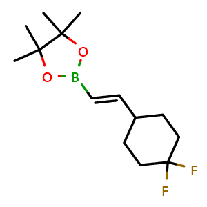 Chemical structure of (E)-2-(2-(4,4-Difluorocyclohexyl)vinyl)-4,4,5,5-tetramethyl-1,3,2-dioxaborolane , CAS 2412762-77-5, AChemBlock AD256818