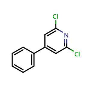 Chemical structure of 2,6-Dichloro-4-phenylpyridine , CAS 25297-51-2, AChemBlock AD256821