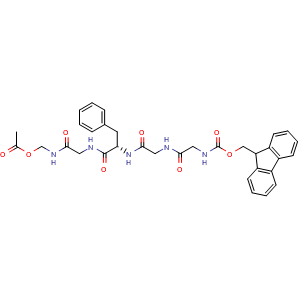 Chemical structure of (S)-11-benzyl-1-(9H-fluoren-9-yl)-3,6,9,12,15-pentaoxo-2-oxa-4,7,10,13,16-pentaazaheptadecan-17-yl acetate , CAS 2866301-96-2, AChemBlock AD256824